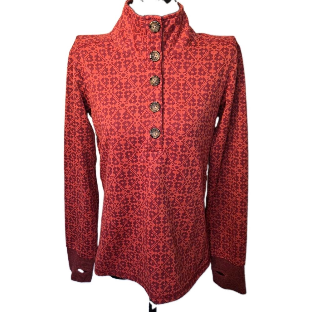Kavu Lopez Pullover Womens Medium 1/4 Button Long Sleeve Pullover Shirt Top